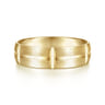 Levi - 14K Yellow Gold 6mm - Carved Station Men's Wedding Band in Satin Finish
