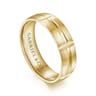 Levi - 14K Yellow Gold 6mm - Carved Station Men's Wedding Band in Satin Finish