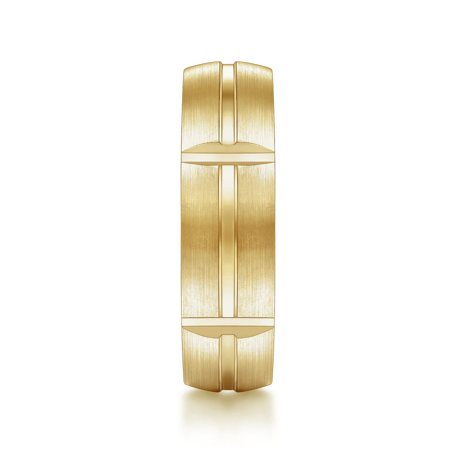 Levi - 14K Yellow Gold 6mm - Carved Station Men's Wedding Band in Satin Finish - Shot 4