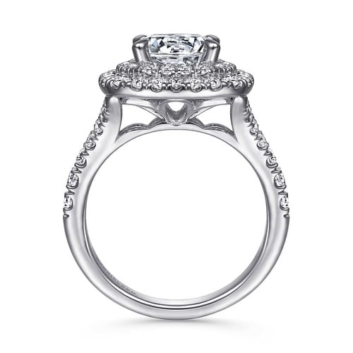 Lexie - 14K White Gold Round Double Halo Diamond Engagement Ring - 1 ct - Shot 2