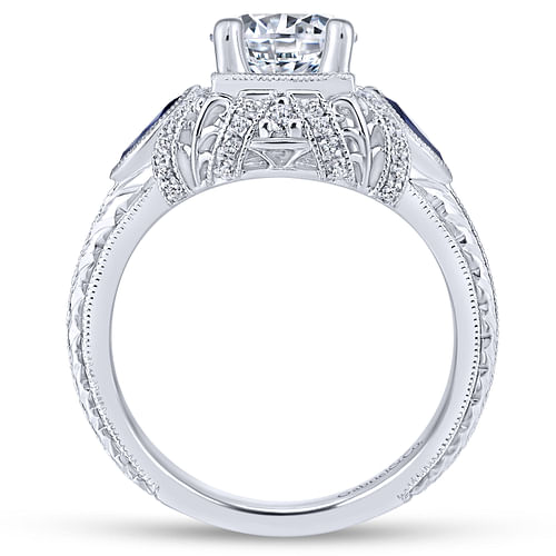 Lexington - 14K White Gold Round Sapphire and Diamond Engagement Ring - 0.14 ct - Shot 2