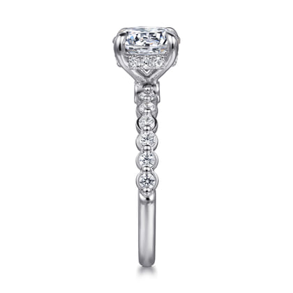 Leya - 14K White Gold Bezel Prong Set Round Diamond Engagement Ring