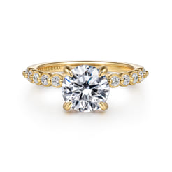Leya - 14K Yellow Gold Bezel Prong Set Round Diamond Engagement Ring