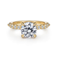 Leya - 14K Yellow Gold Bezel Prong Set Round Diamond Engagement Ring