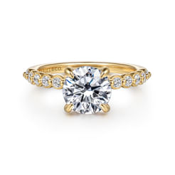 14K Yellow Gold Round Diamond Engagement Ring