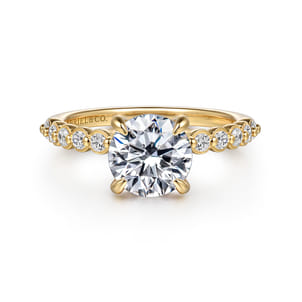Leya - 14K Yellow Gold Round Diamond Engagement Ring