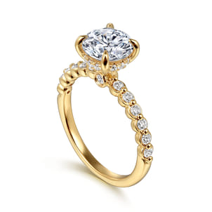 Leya - 14K Yellow Gold Round Diamond Engagement Ring