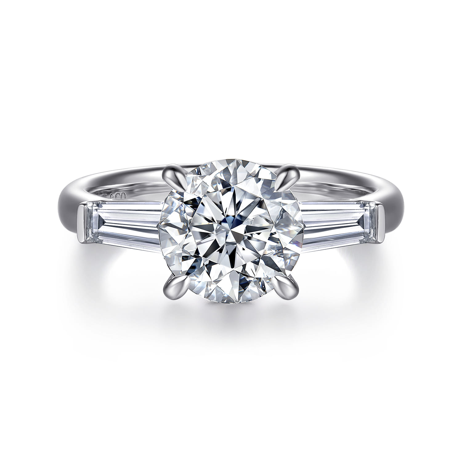Lia - 14K White Gold Round Three Stone Diamond Engagement Ring
