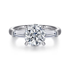 Lia - 14K White Gold Round Three Stone Diamond Engagement Ring