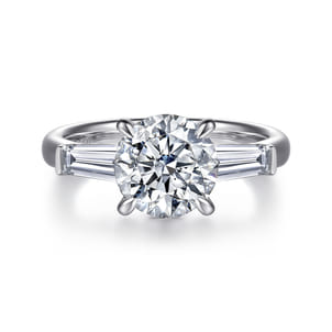 Lia - 14K White Gold Round Three Stone Diamond Engagement Ring
