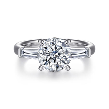 Lia - 14K White Gold Round Three Stone Diamond Engagement Ring