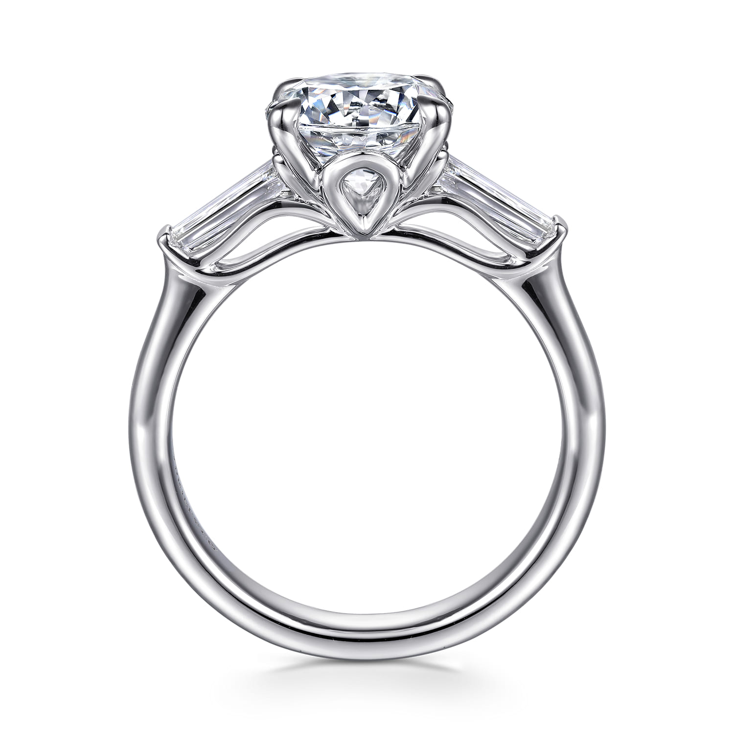Lia - 14K White Gold Round Three Stone Diamond Engagement Ring