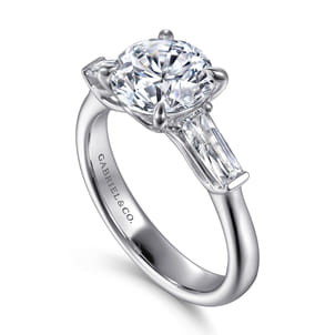 Lia - 14K White Gold Round Three Stone Diamond Engagement Ring