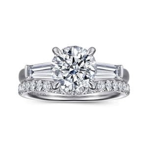 Lia - 14K White Gold Round Three Stone Diamond Engagement Ring