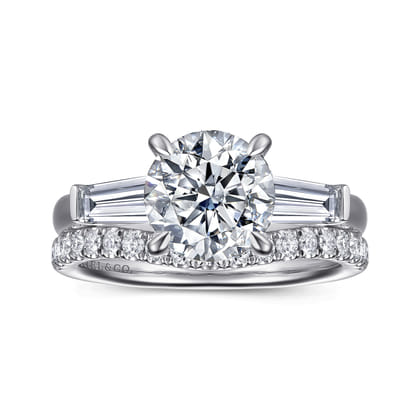 Lia - 14K White Gold Round Three Stone Diamond Engagement Ring