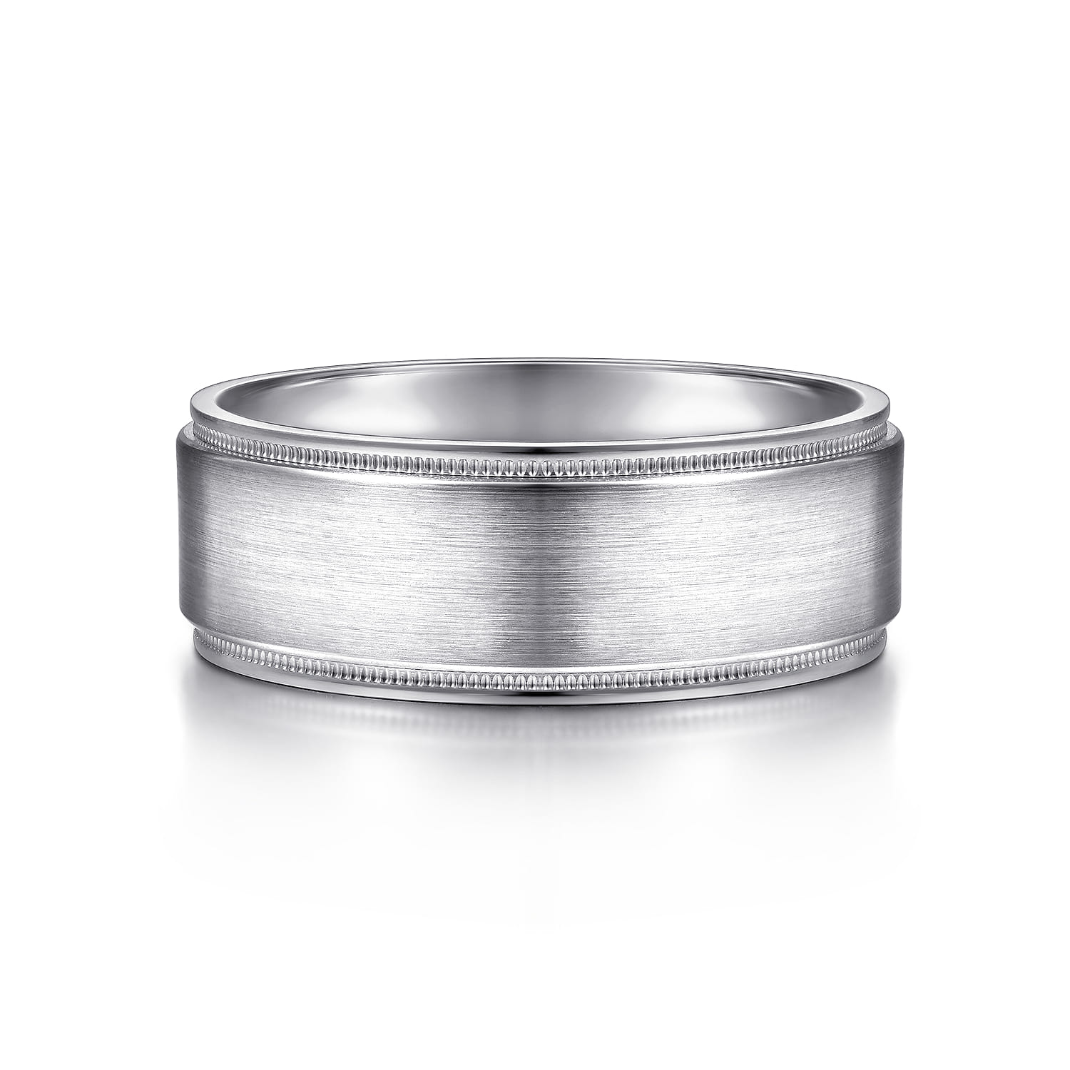 Liam - 14K White Gold 8mm - Men's Wedding Band in Satin Finish - Shot 1