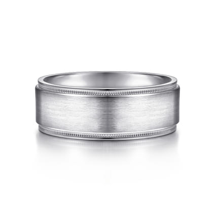 Liam - 14K White Gold 8mm - Men's Wedding Band in Satin Finish