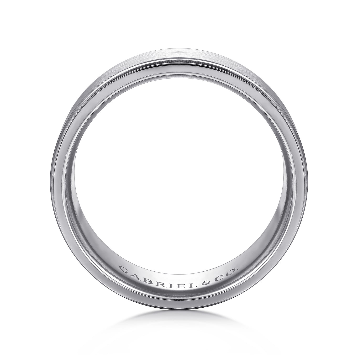 Liam - 14K White Gold 8mm - Men's Wedding Band in Satin Finish - Shot 2