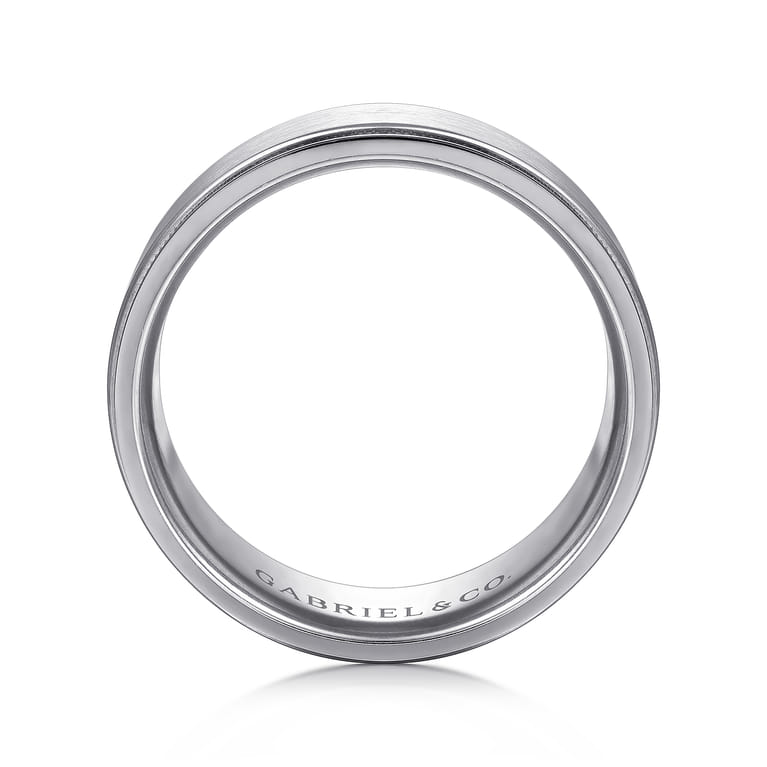 Liam - 14K White Gold 8mm - Men's Wedding Band in Satin Finish - Shot 2