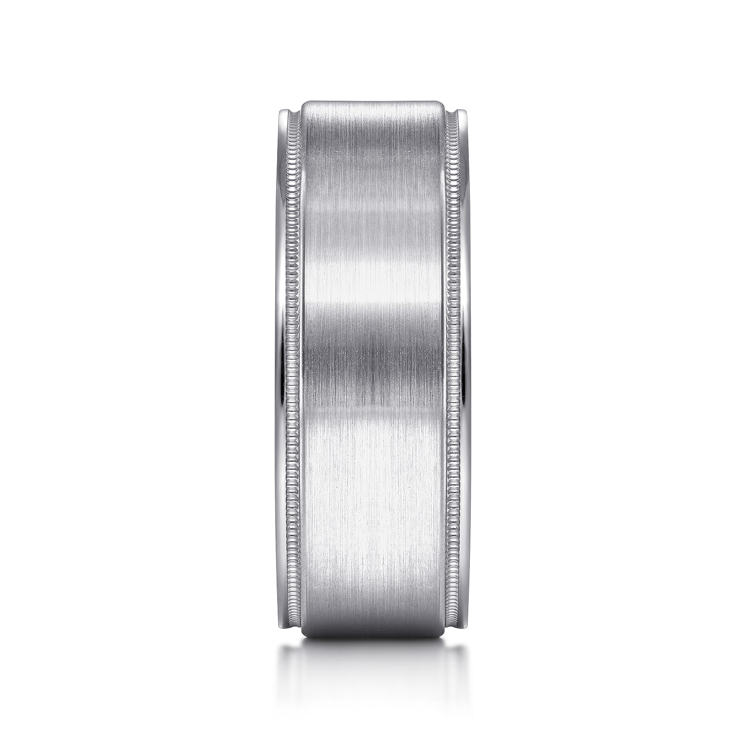 Liam - 14K White Gold 8mm - Men's Wedding Band in Satin Finish - Shot 4