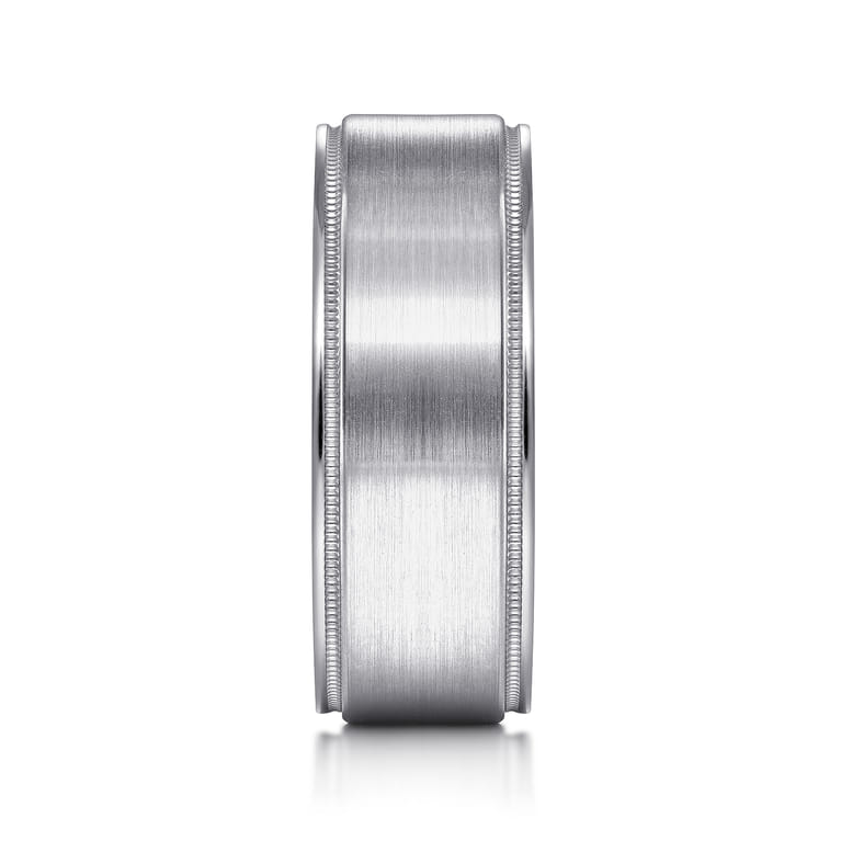 Liam - 14K White Gold 8mm - Men's Wedding Band in Satin Finish - Shot 4