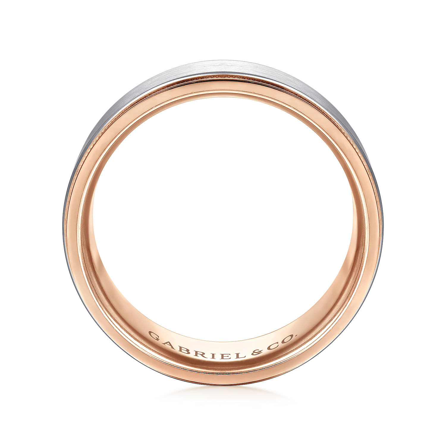 Liam - 14K White-Rose Gold 8mm - Two Tone Men's Wedding Band in Satin Finish