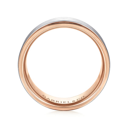 Liam - 14K White-Rose Gold 8mm - Two Tone Men's Wedding Band in Satin Finish
