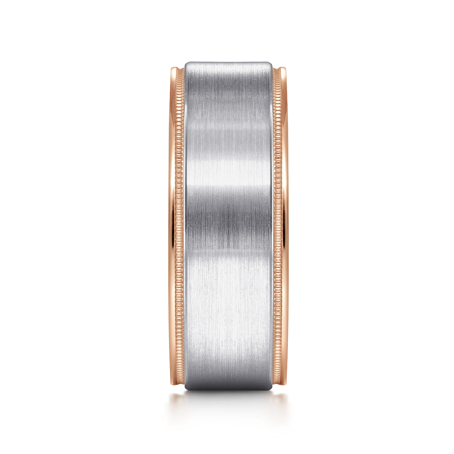 Liam - 14K White-Rose Gold 8mm - Two Tone Men's Wedding Band in Satin Finish - Shot 4