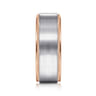 Liam - 14K White-Rose Gold 8mm - Two Tone Men's Wedding Band in Satin Finish