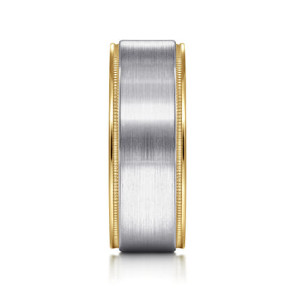 Liam - 14K White-Yellow Gold 8mm - Two Tone Men's Wedding Band in Satin Finish