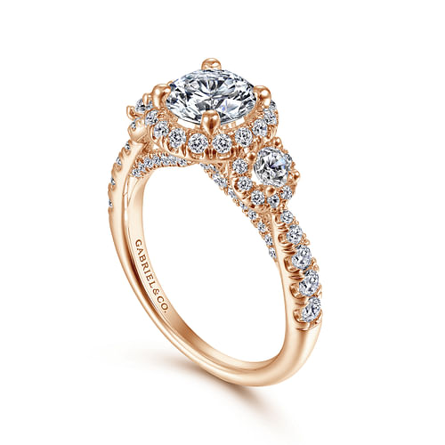Liana - 14K Rose Gold Round Diamond Engagement Ring - 0.92 ct - Shot 3