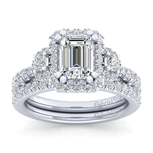 Liana - 14K White Gold Emerald Cut Diamond Engagement Ring - 0.95 ct - Shot 4