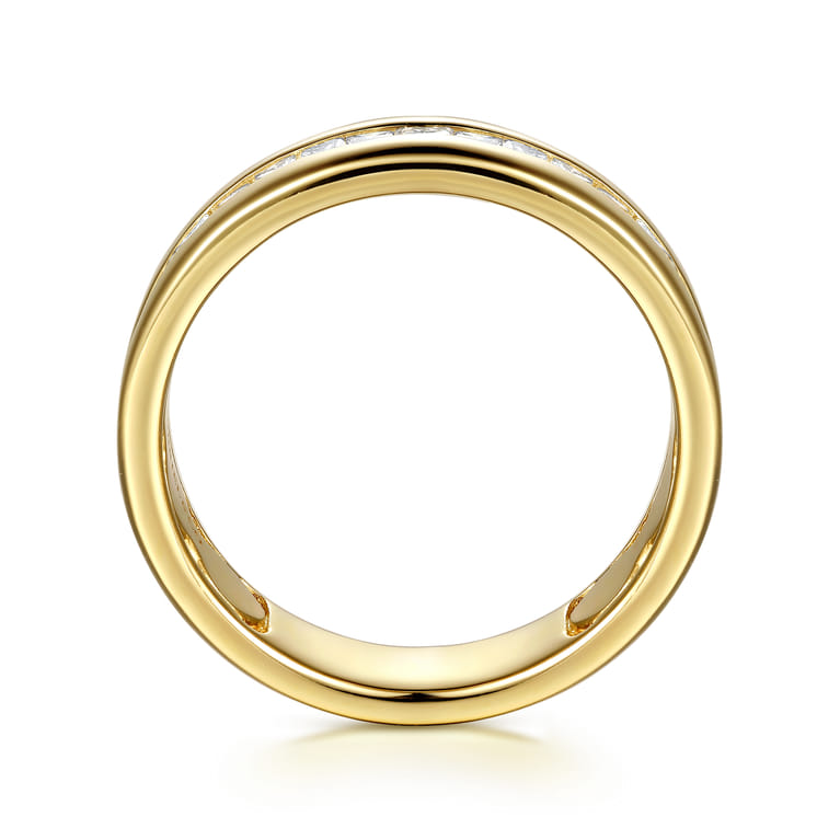Straight Wedding Ring in 14k Yellow Gold with Princess Cut Natural Diamond at Gabriel & Co. - Shot 2