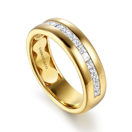 Liane - 14K Yellow Gold Channel Setting Princess Cut Diamond Anniversary Band