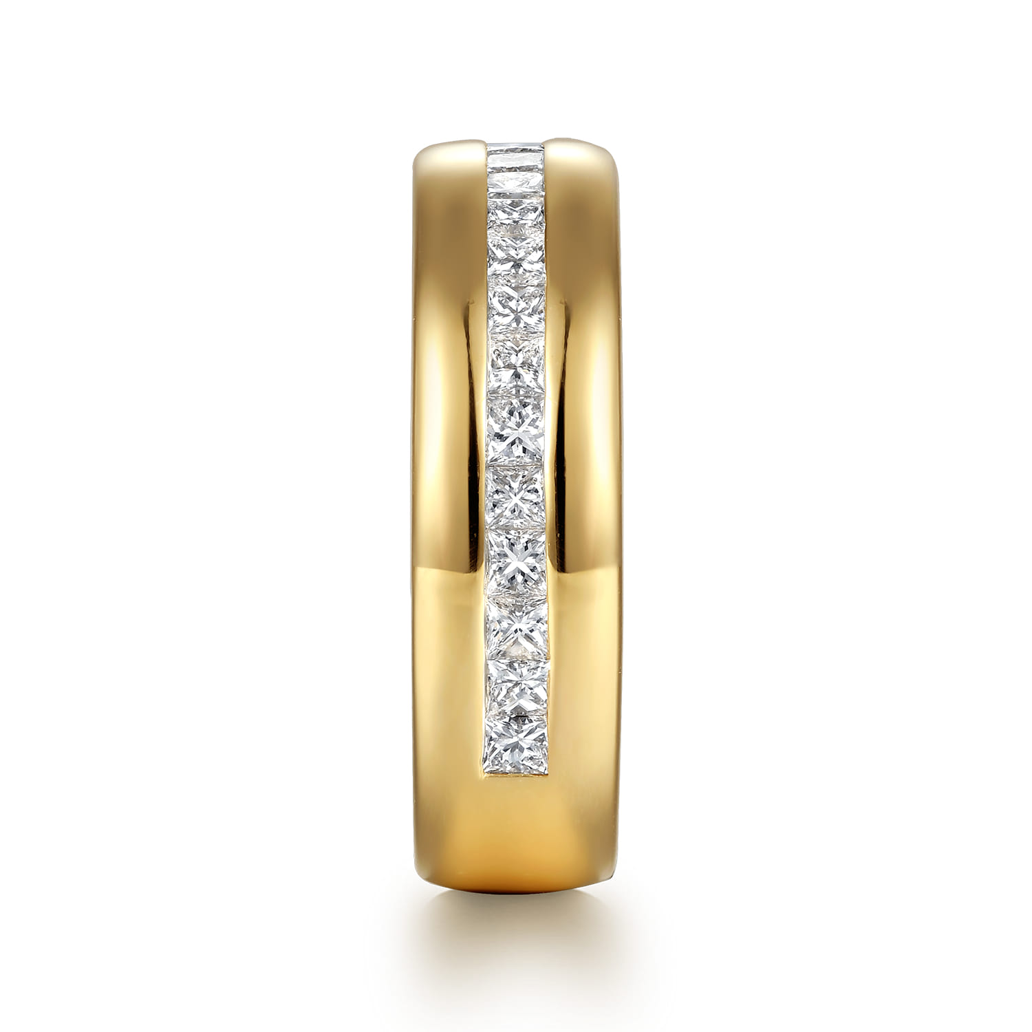 Straight Wedding Ring in 14k Yellow Gold with Princess Cut Natural Diamond at Gabriel & Co. - Shot 4