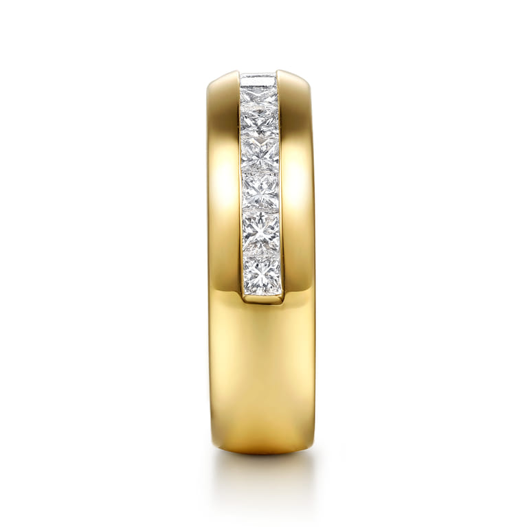 Straight Wedding Ring in 14k Yellow Gold with Princess Cut Natural Diamond at Gabriel & Co. - Shot 4
