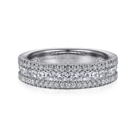 Lianne - Wide 14K White Gold Round and Princess Cut Diamond Anniversary Band