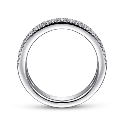 Lianne - Wide 14K White Gold Round and Princess Cut Diamond Anniversary Band