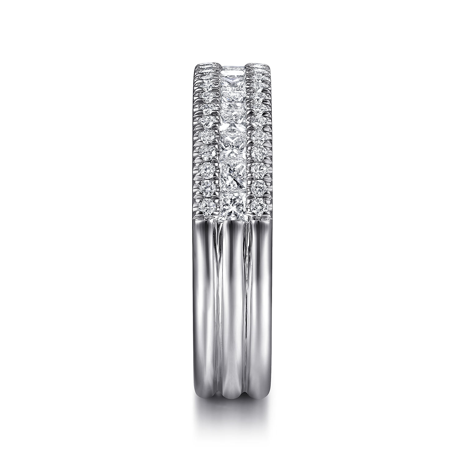 Fancy Wedding Ring in 14k White Gold with Princess Cut Natural Diamond at Gabriel & Co. - Shot 4