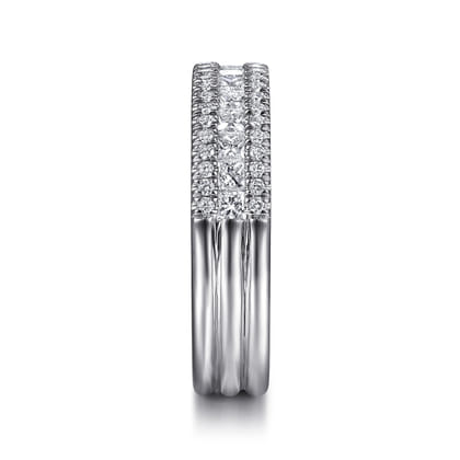Lianne - Wide 14K White Gold Round and Princess Cut Diamond Anniversary Band