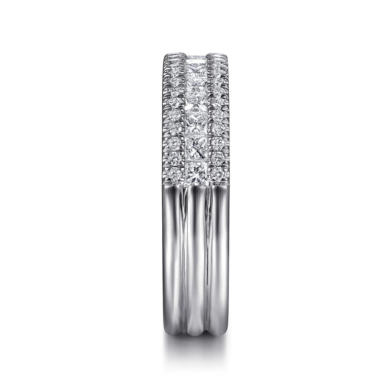 Fancy Wedding Ring in 14k White Gold with Princess Cut Natural Diamond at Gabriel & Co. - Shot 4