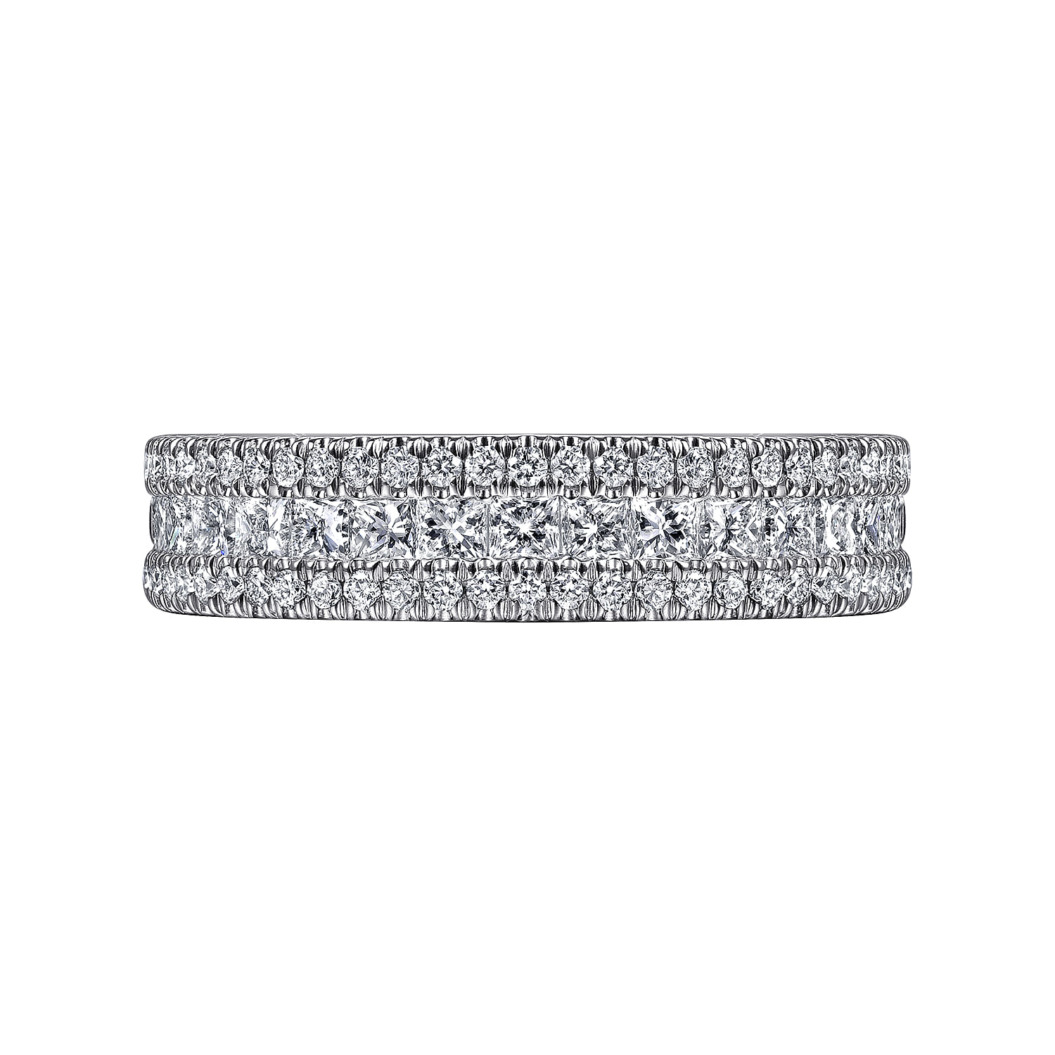 Fancy Wedding Ring in 14k White Gold with Princess Cut Natural Diamond at Gabriel & Co. - Shot 6