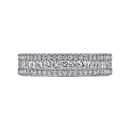 Lianne - Wide 14K White Gold Round and Princess Cut Diamond Anniversary Band