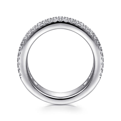 Lianne - Wide 14K White Gold Round and Princess Cut Diamond Anniversary Band
