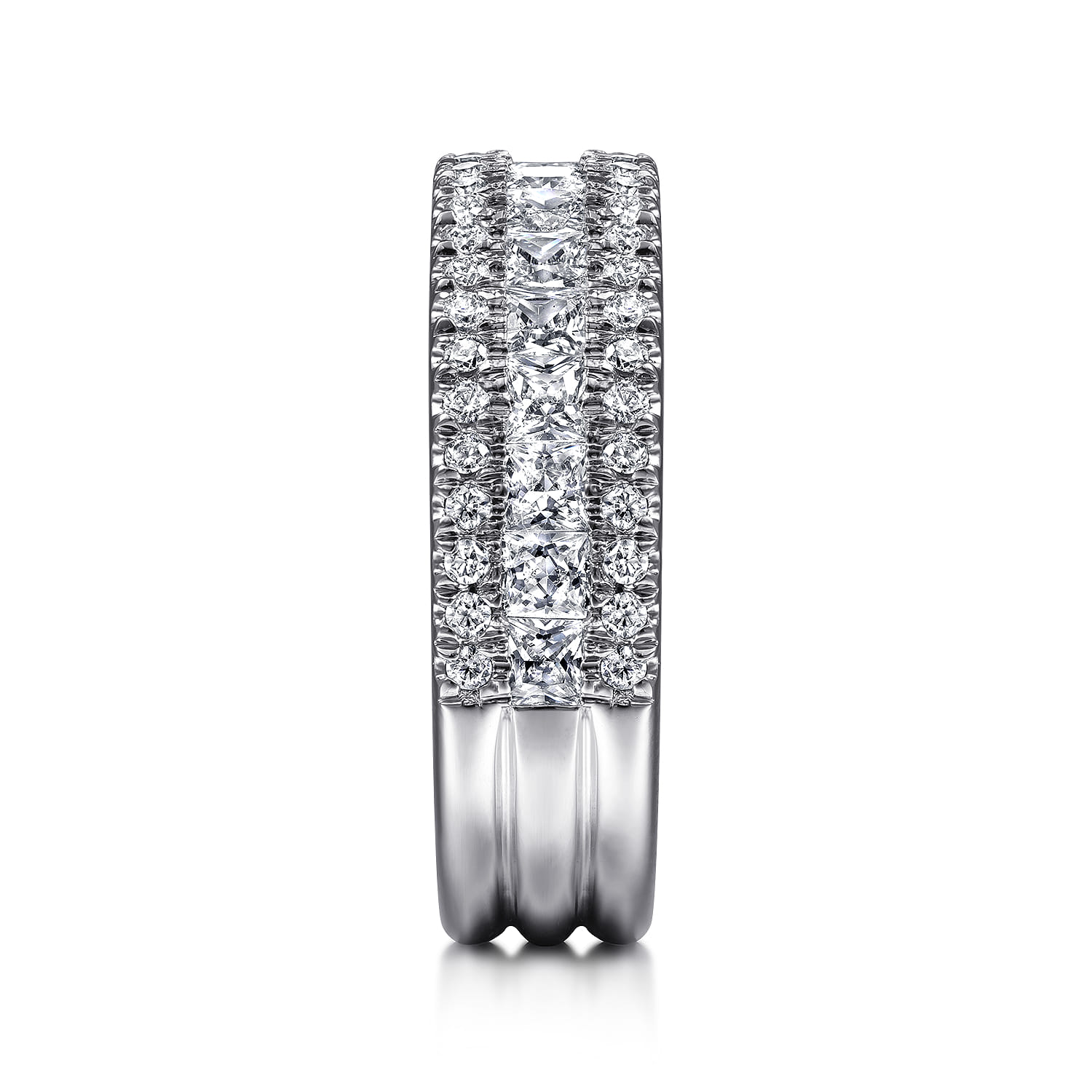 Fancy Wedding Ring in 14k White Gold with Princess Cut Natural Diamond at Gabriel & Co. - Shot 4