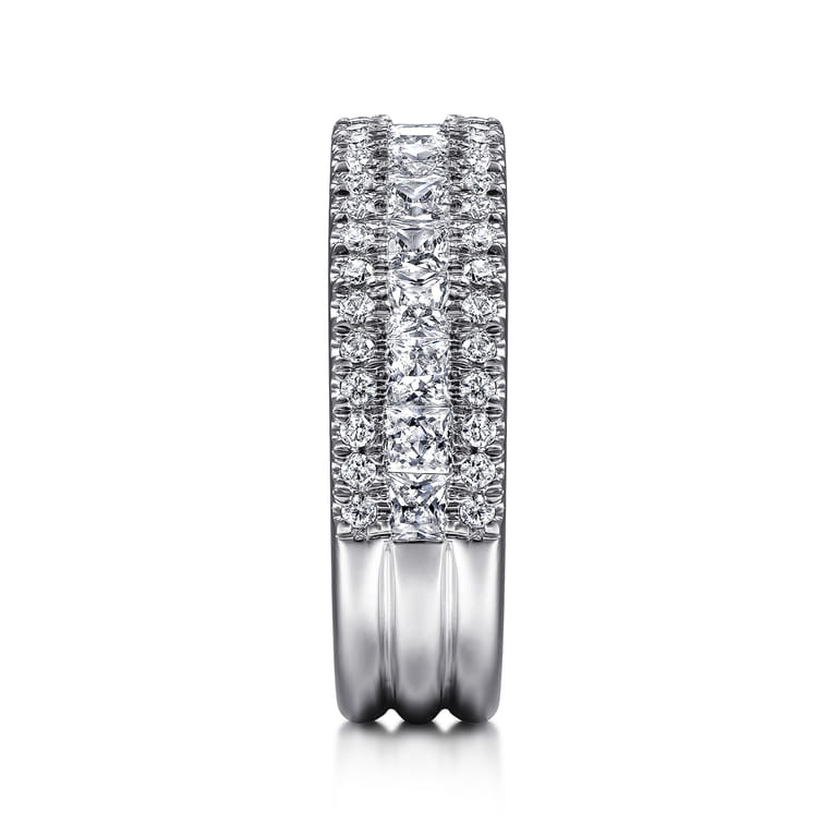 Fancy Wedding Ring in 14k White Gold with Princess Cut Natural Diamond at Gabriel & Co. - Shot 4