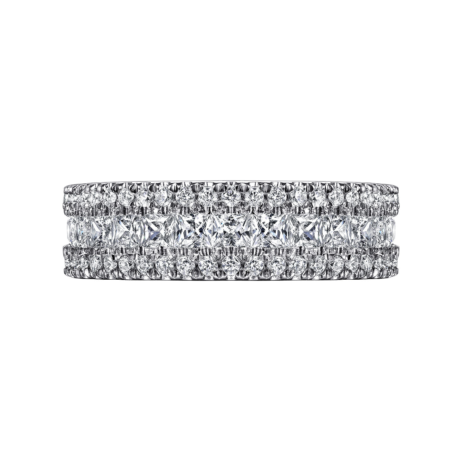 Fancy Wedding Ring in 14k White Gold with Princess Cut Natural Diamond at Gabriel & Co. - Shot 6