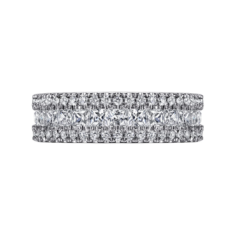 Fancy Wedding Ring in 14k White Gold with Princess Cut Natural Diamond at Gabriel & Co. - Shot 6