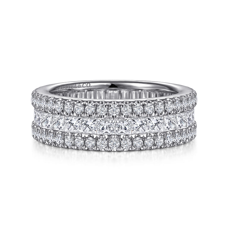 Fancy Wedding Ring in 14k White Gold with Princess Cut Natural Diamond at Gabriel & Co. - Shot 1
