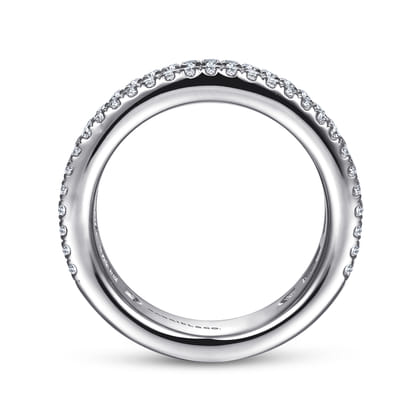 Lianne - Wide 14K White Gold Round and Princess Cut Diamond Anniversary Band
